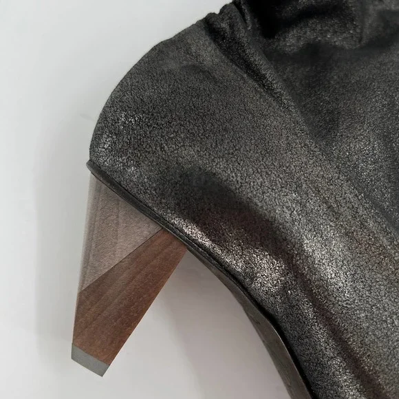 COCLICO Shoes Womens 37 Gray Metallic Juno Boot Stretch Anthracite Scrunch - Picture 8 of 12